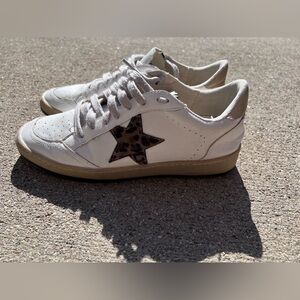 Talulah White Sneakers with Leopard Star